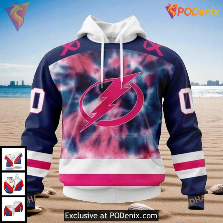 Tampa Bay Lightning Hoodie 3D Pink October Breast Cancer Awareness NHL
