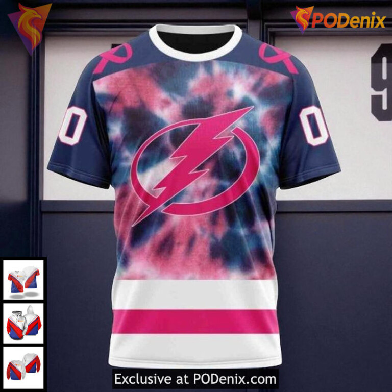 Tampa Bay Lightning Hoodie 3D Pink October Breast Cancer Awareness NHL - 2