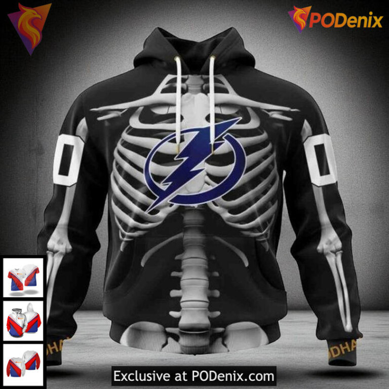 Tampa Bay Lightning Hoodie 3D Skeleton Costume NHL Halloween Unisex Design