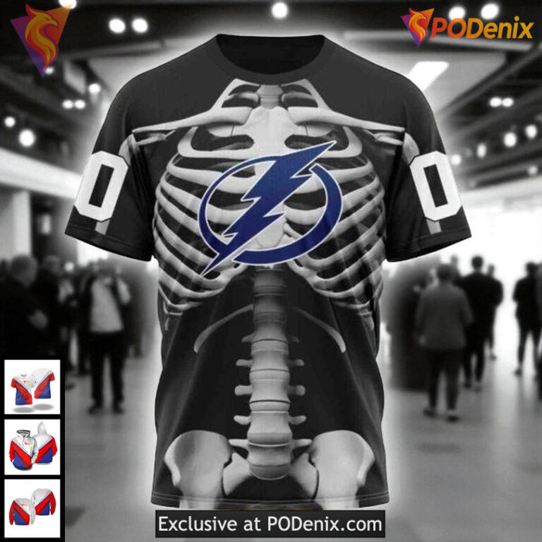 Tampa Bay Lightning Hoodie 3D Skeleton Costume NHL Halloween Unisex Design - 2