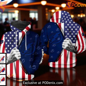 Tampa Bay Lightning Hoodie, Custom NHL US Flag 3D All Over Print Design