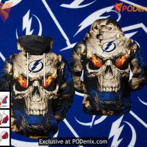 Tampa Bay Lightning Hoodie NHL Skull 3D Design, Cool Graphic All Over Print