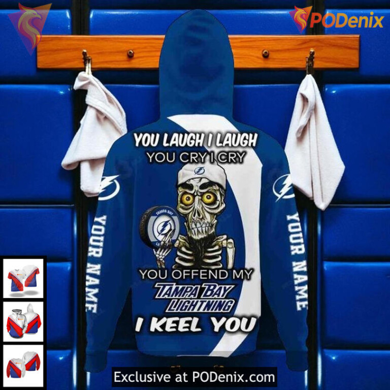 Tampa Bay Lightning Hoodie Sweatshirt NHL 3D Design, You Laugh I Laugh Quote - 2