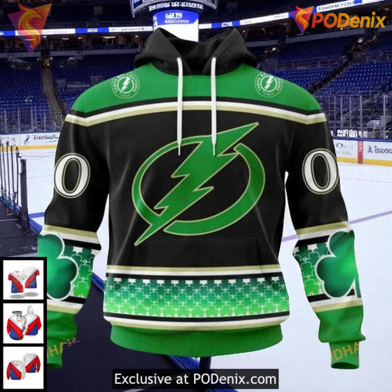 Tampa Bay Lightning Hoodie Sweatshirt NHL Custom Green Shamrock 3D Design