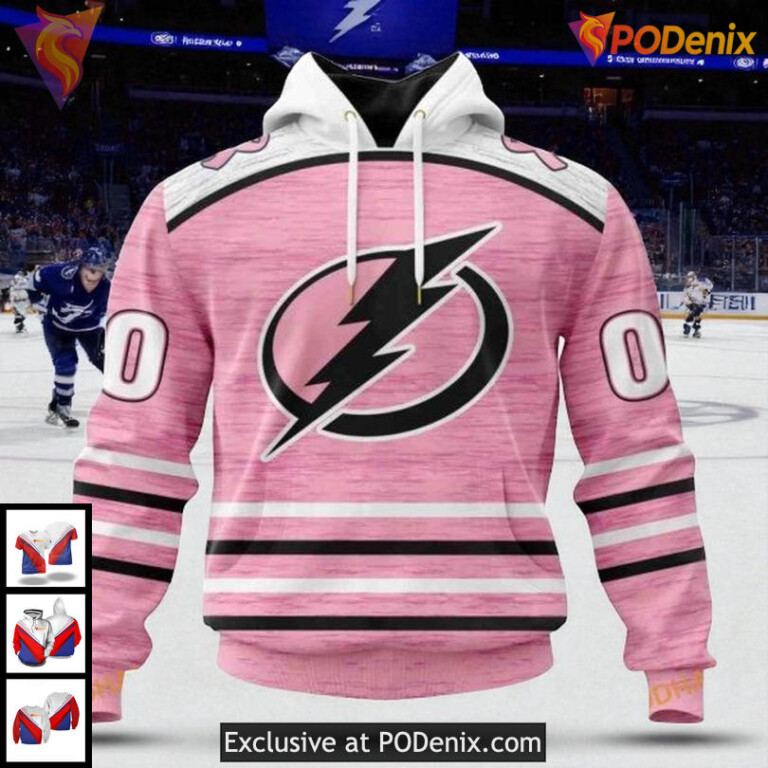 Tampa Bay Lightning Hoodie Sweatshirt Pink Awareness Fight Cancer Design