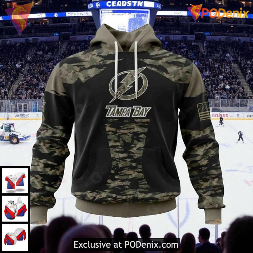 Tampa Bay Lightning Pullover Hoodie Camo Style NHL 3D Custom Outfit