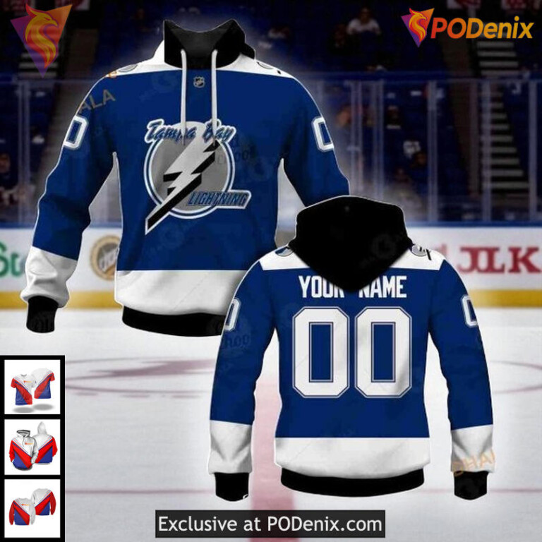 Tampa Bay Lightning Pullover Hoodie Custom Name Number Reverse Retro 3D