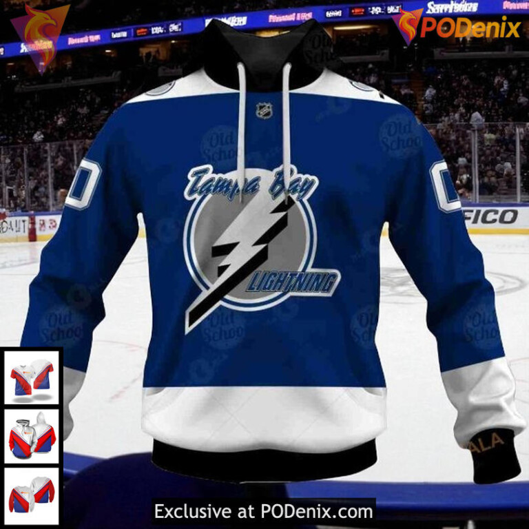 Tampa Bay Lightning Pullover Hoodie Custom Name Number Reverse Retro 3D - 1