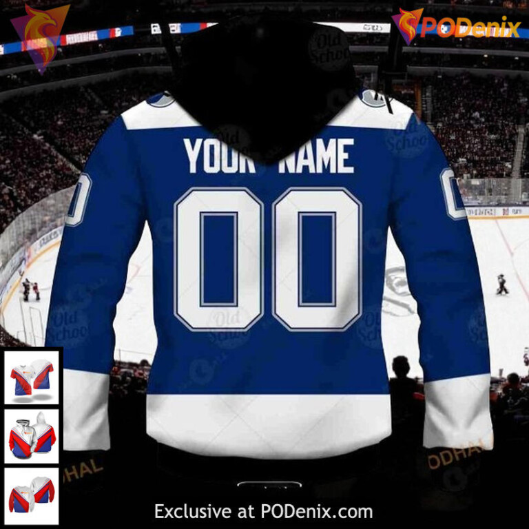 Tampa Bay Lightning Pullover Hoodie Custom Name Number Reverse Retro 3D - 3