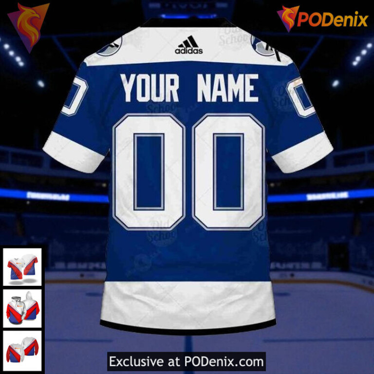 Tampa Bay Lightning Pullover Hoodie Custom Name Number Reverse Retro 3D - 4