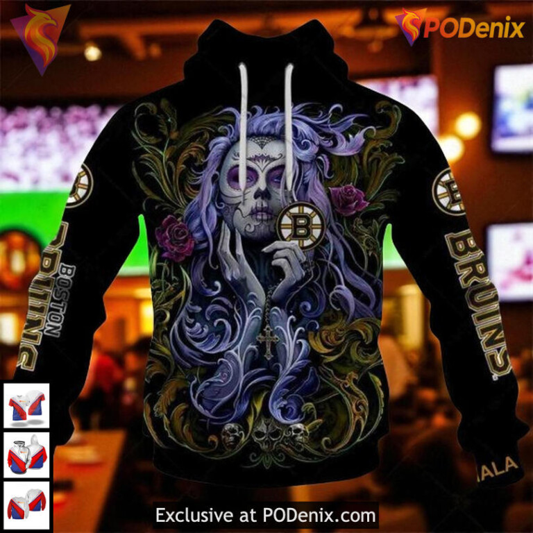 Tattoo Girl Artwork NHL Boston Bruins Womens Hoodie 3D Contemporary