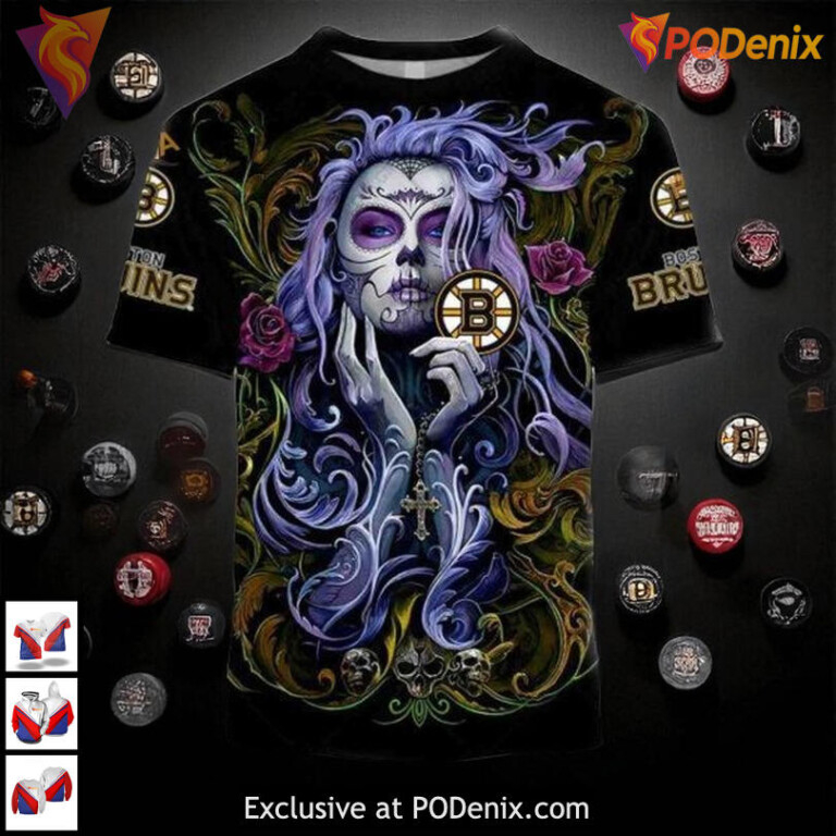 Tattoo Girl Artwork NHL Boston Bruins Womens Hoodie 3D Contemporary - 1