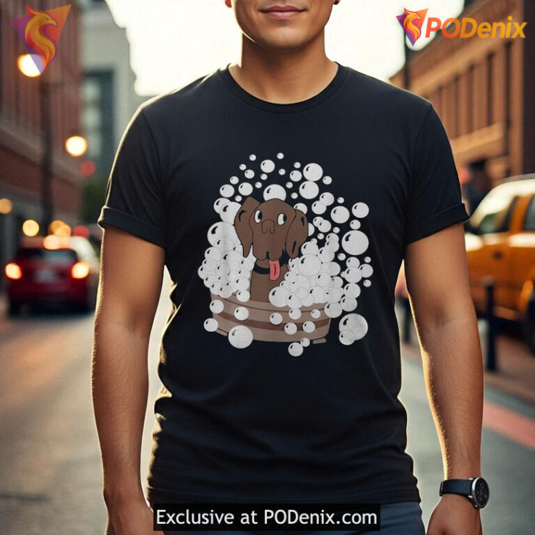 Team Pup N Suds, Cartoon Dog Bubble Quote Graphic Funny Mens Shirt - 1