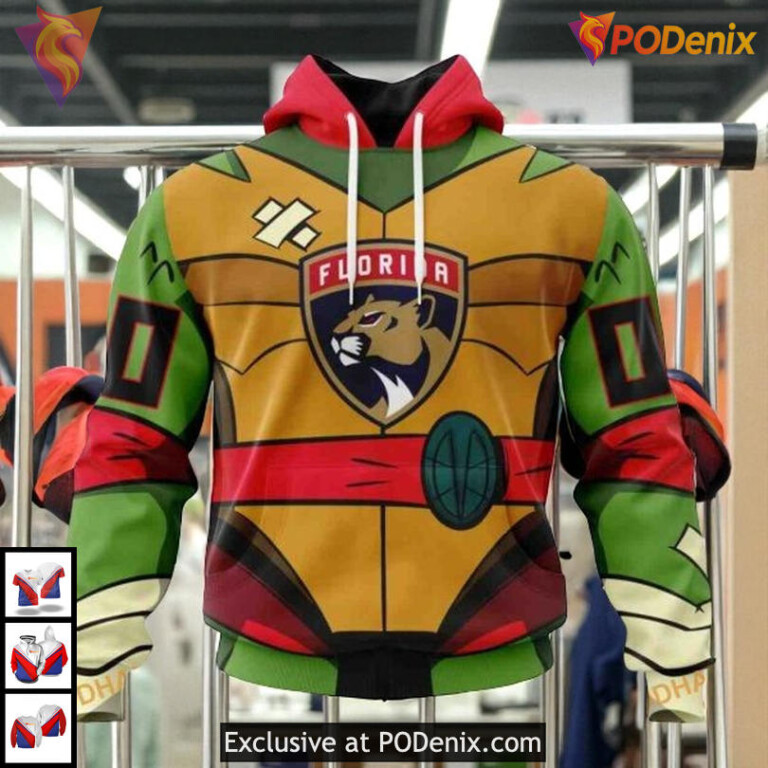 Teenage Mutant Ninja Turtles Cartoon Custom Florida Panthers Graphic Hoodie NHL