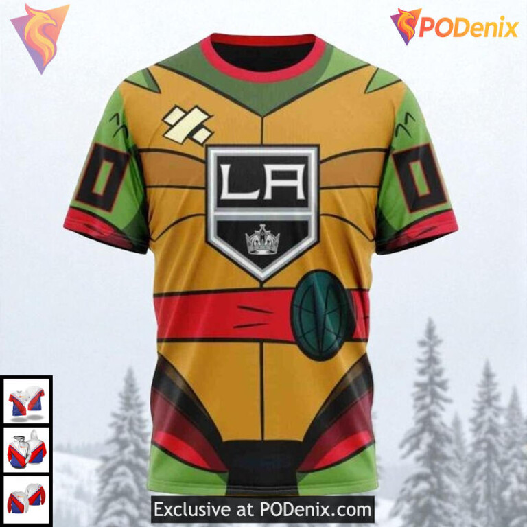 Teenage Mutant Ninja Turtles Cartoon Custom Retro Los Angeles Kings Hoodie NHL 3D - 2