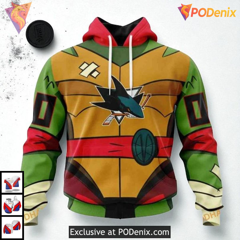 Teenage Mutant Ninja Turtles Cartoon Custom San Jose Sharks Womens Hoodie 3D