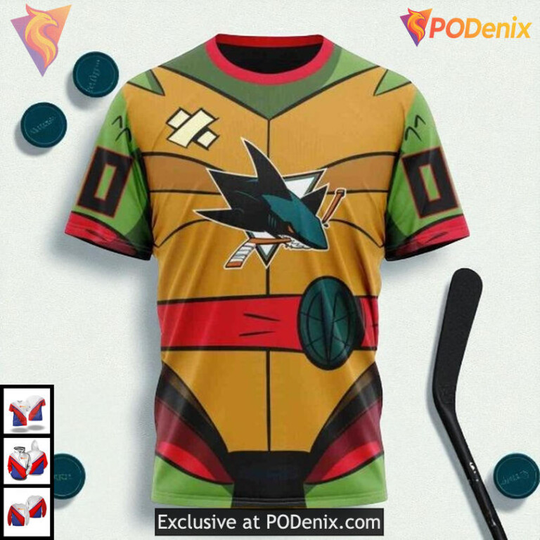 Teenage Mutant Ninja Turtles Cartoon Custom San Jose Sharks Womens Hoodie 3D - 2