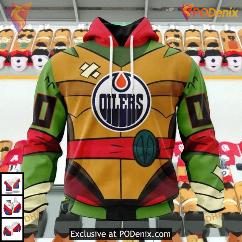 Teenage Mutant Ninja Turtles Cartoon NHL Edmonton Oilers Pullover Hoodie 3D