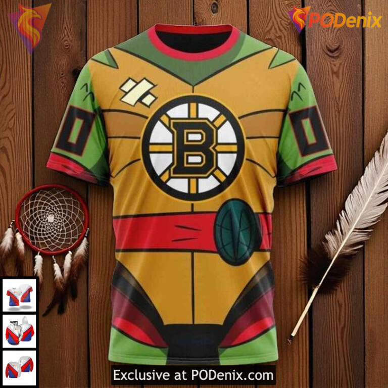Teenage Mutant Ninja Turtles NHL Boston Bruins Hoodie 3D Fun Unisex - 2