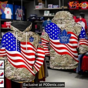 Toronto Maple Leafs US Flag Camo Veteran Hoodie, NHL Sweatshirt Clothing