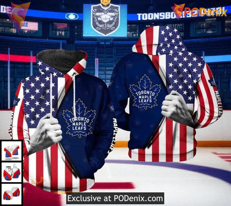 Toronto Maple Leafs US Flag Hoodie, NHL 3D Sweatshirt Apparel Toronto Maple Leafs US Flag Hoodie, NHL 3D Sweatshirt Apparel