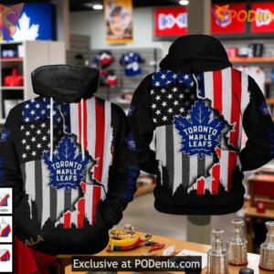 Toronto Maple Leafs US Flag Team Hoodie, NHL 3D Sweatshirt Apparel