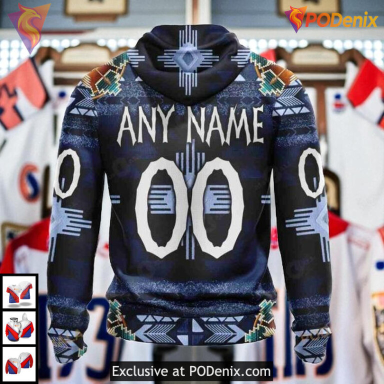 Traditional Native Costume Concept NHL Custom Name Edmonton Oilers Hoodie 3D - 2