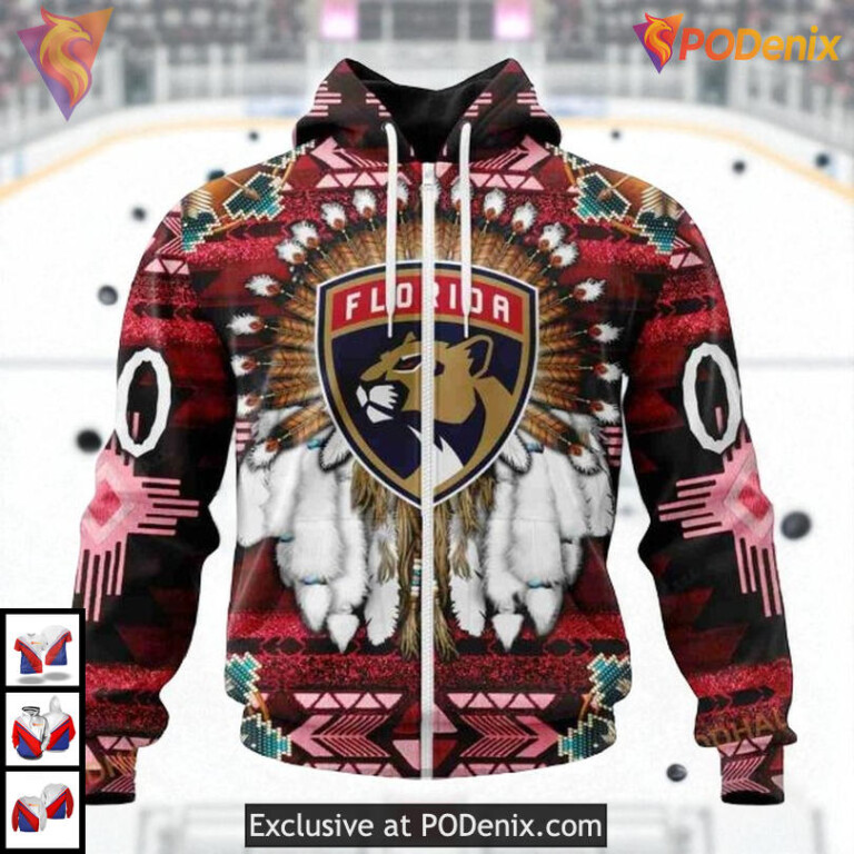 Traditional Native Costume Style Custom Florida Panthers Unisex Hoodie NHL 3D - 1