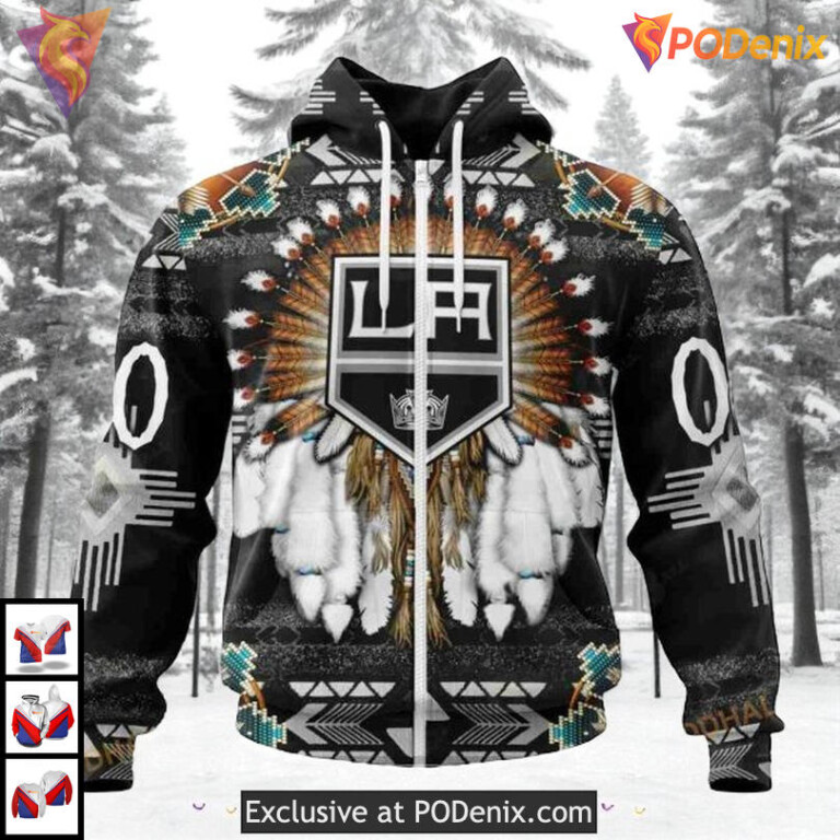 Traditional Native Costume Style Custom Los Angeles Kings Graphic Hoodie NHL 3D - 1