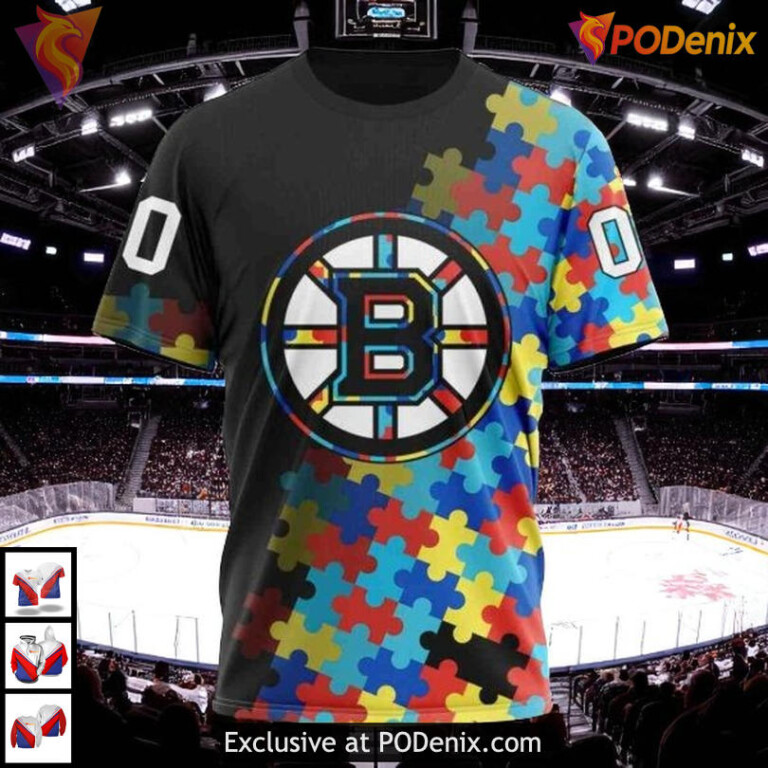 Unique Autism Awareness Boston Bruins Vintage Hoodie Stand Strong - 2