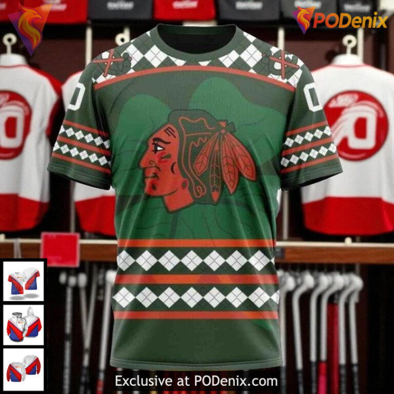 Unisex Chicago Blackhawks All Over Print Hoodie Celebrate St Patrick's Day Quote - 2