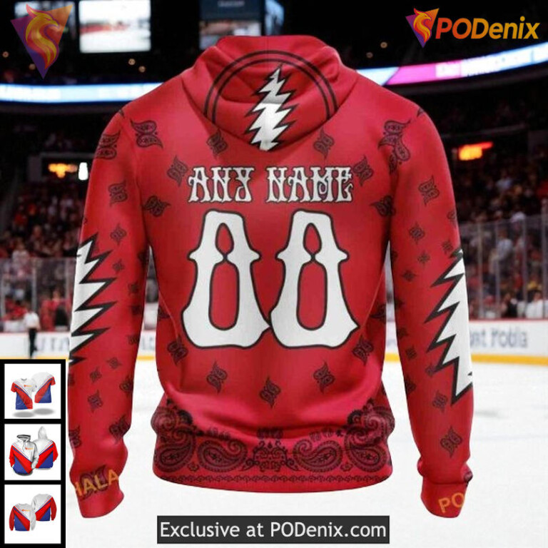 Unisex Chicago Blackhawks All Over Print Hoodie Grateful Dead Skull Design NHL 3D - 1