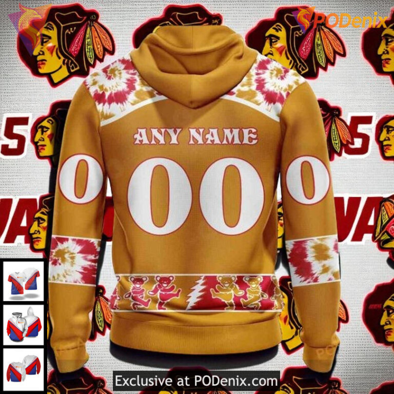 Unisex Chicago Blackhawks All Over Print Hoodie Grateful Dead Tribute Quote - 1