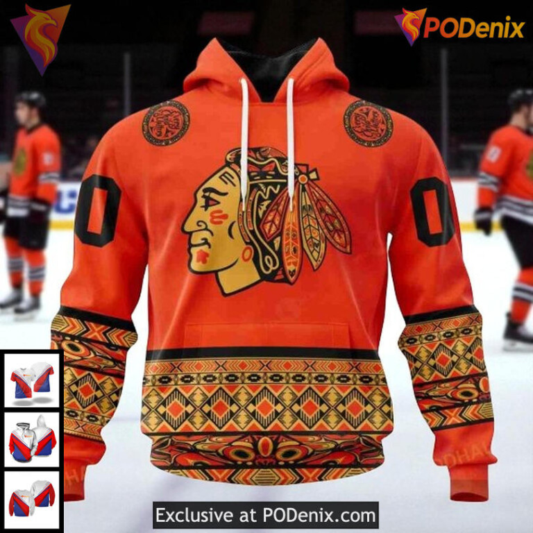 Unisex Chicago Blackhawks All Over Print Hoodie, Orange Day NHL 3D Design