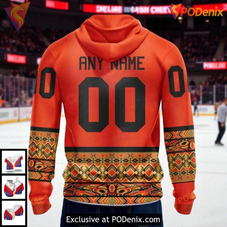 Unisex Chicago Blackhawks All Over Print Hoodie, Orange Day NHL 3D Design - 1