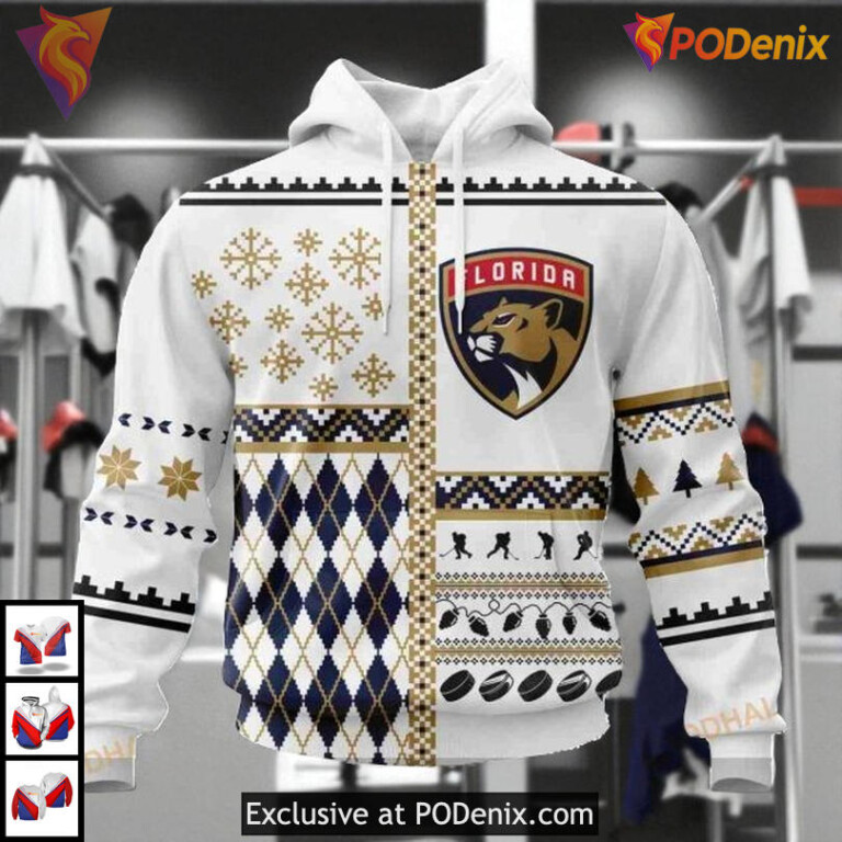 Unisex Christmas Celebration Custom Retro Florida Panthers Hoodie NHL 3D