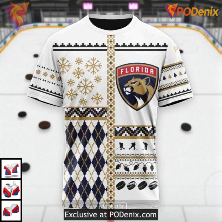 Unisex Christmas Celebration Custom Retro Florida Panthers Hoodie NHL 3D - 3