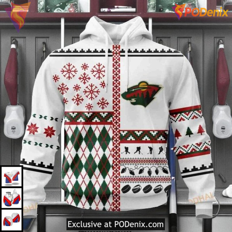 Unisex Christmas Edition NHL Minnesota Wild 3D Hoodie Sweatshirt