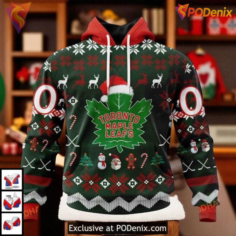 Unisex Christmas Toronto Maple Leafs Kids Hoodie, Custom NHL 3D Shirt Apparel