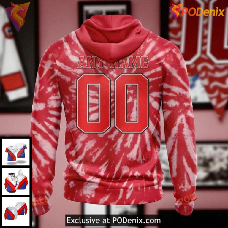 Unisex Detroit Red Wings 3D Hoodie Retro Tie Dye NHL Custom Apparel - 1