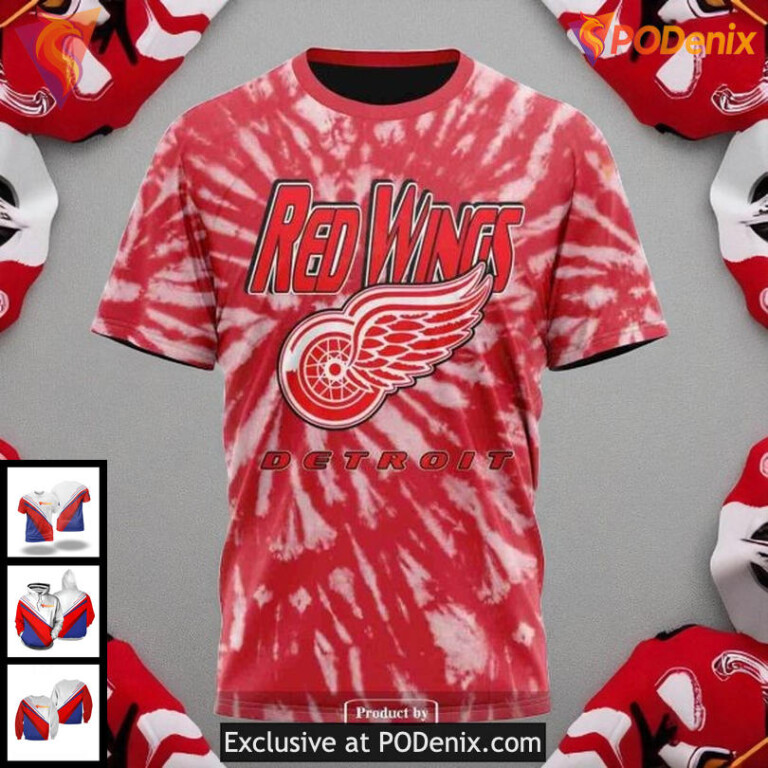 Unisex Detroit Red Wings 3D Hoodie Retro Tie Dye NHL Custom Apparel - 2