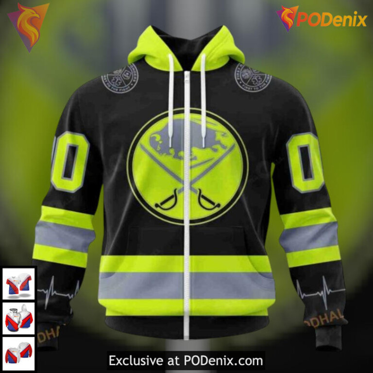 Unisex Firefighter Uniform Tribute NHL Buffalo Sabres Unisex Hoodie 3D - 1