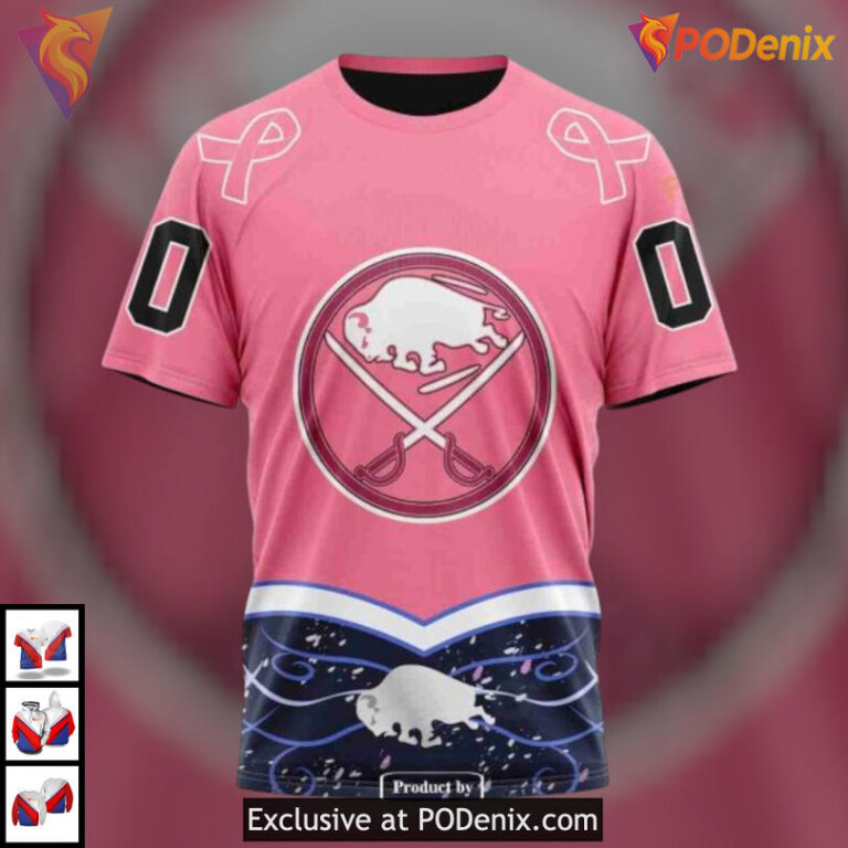 Unisex Hockey Fights Cancer Tribute NHL Buffalo Sabres Youth Hoodie Hoodie 3D - 3
