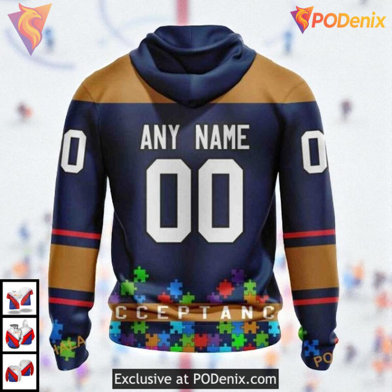 Unisex Hockey Tribute Autism Awareness NHL Edmonton Oilers Hoodie 3D - 1