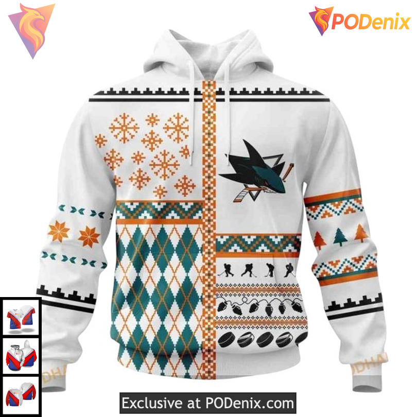 Unisex Holiday Cheer Edition Custom Custom Name San Jose Sharks Hoodie 3D