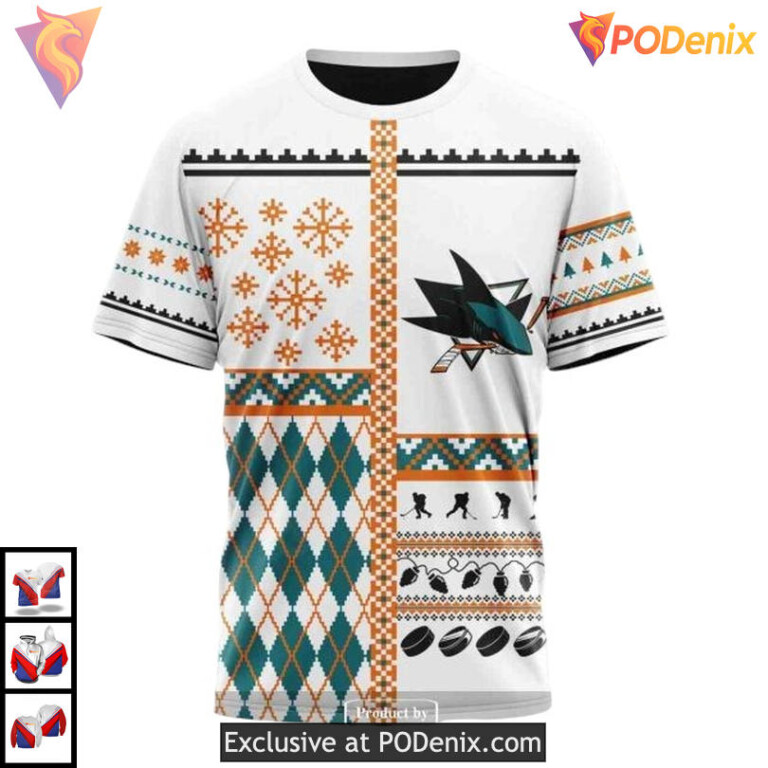 Unisex Holiday Cheer Edition Custom Custom Name San Jose Sharks Hoodie 3D - 2