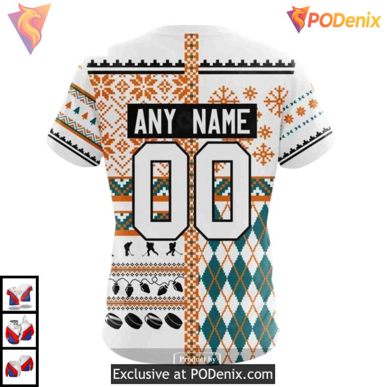 Unisex Holiday Cheer Edition Custom Custom Name San Jose Sharks Hoodie 3D - 3