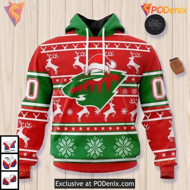 Unisex Holiday Sweatshirt NHL Minnesota Wild All Over Print Hoodie