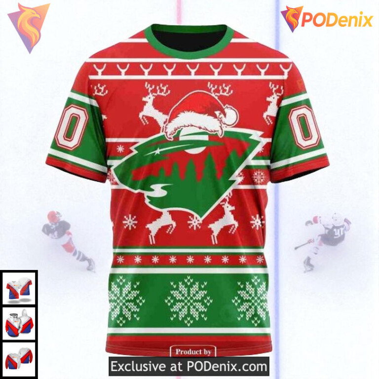 Unisex Holiday Sweatshirt NHL Minnesota Wild All Over Print Hoodie - 2