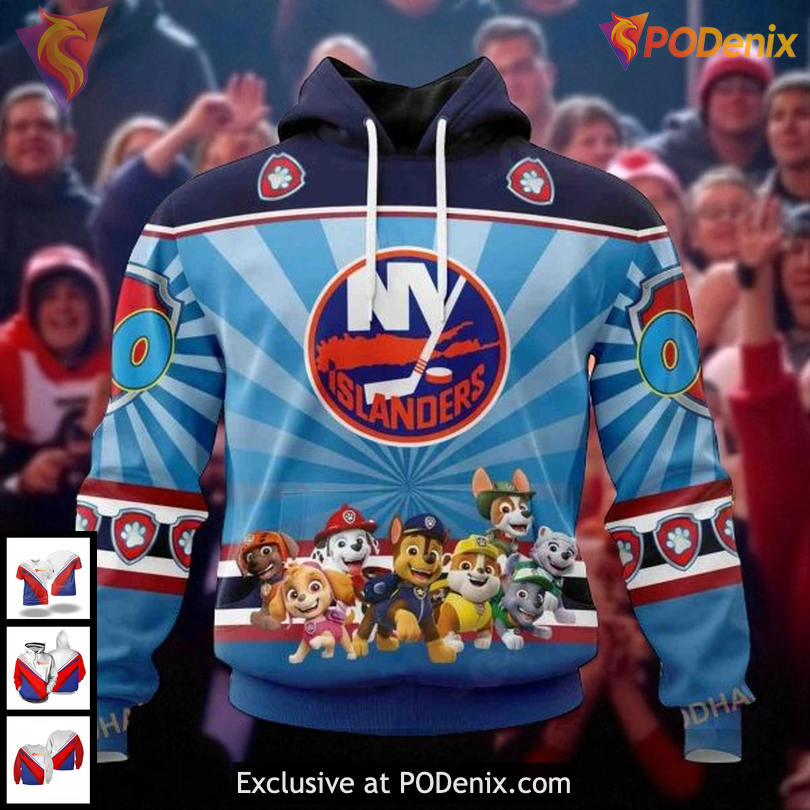 Unisex New York Islanders All Over Print Hoodie Custom Paw Patrol Design
